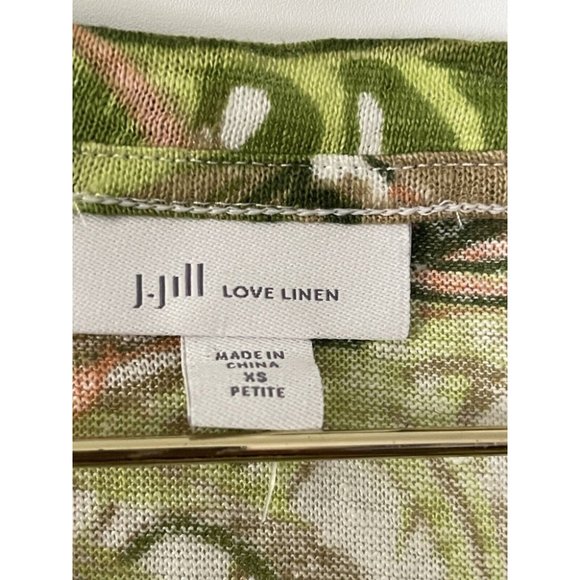 J Jill Love Women's 100% Linen Short Sleeve Crew Neck Floral Top T-Shirt Size XS - Picture 4 of 4